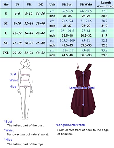 Kate Kasin Women's One Shoulder Dress Sexy Sleeveless Twist Front A-Line High Low Cocktail Party Dress Black Large #TOP5