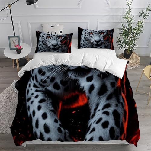 Housse de couette léopard rouge King de qualité supérieure en microfibre douce et zippée - 6
