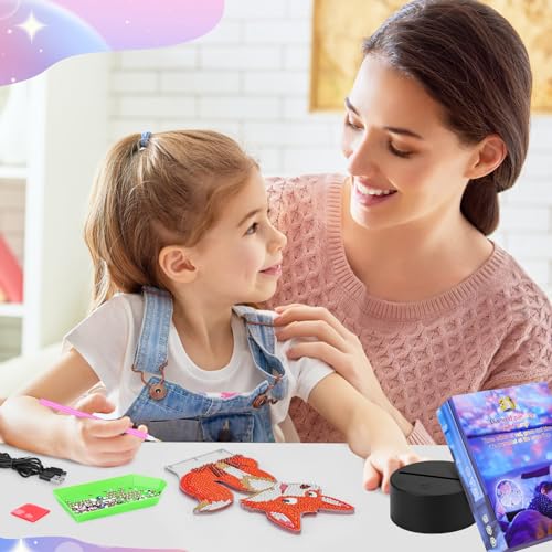Zoyomax Diamond Painting Nachtlicht, Geschenke für Erwachsene, 3D Kreative Diamond Painting Lampe Fuchs, Weihnachts Geburtstags Geschenk