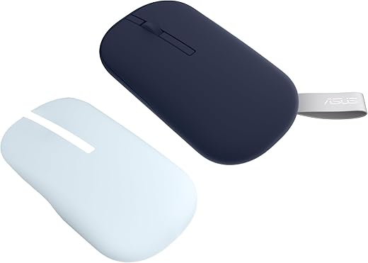 ASUS MD100 Marshmallow/Silent, Adj. DPI, Multi-Mode, with Solar Cover Wireless Optical Mouse (2.4GHz Wireless, Bluetooth, Quiet Blue)