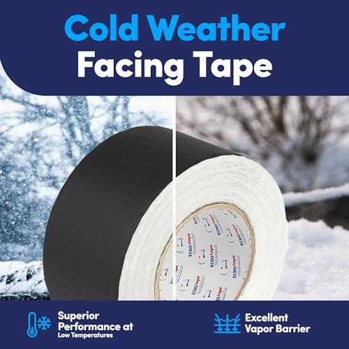 Image of ECHOtape FS-G7735 | All Weather Lamtec WMP-10 /PSK Facing Tape | Metal Building Insulation Tape | Black Seam and Repair Tape | Cold Weather Acrylic Adhesive | Contractor Tape | 2.83 in x 50 yds
