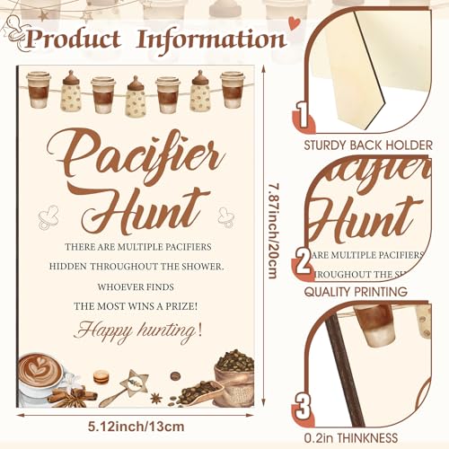 Image of Thyle 51 Pcs A Baby Is Brewing Decorations Pacifier Hunt Coffee Theme Baby Shower Include Coffee Hunt Sign and 50 Acrylic Pacifiers Games Gender Reveal Party Supplies