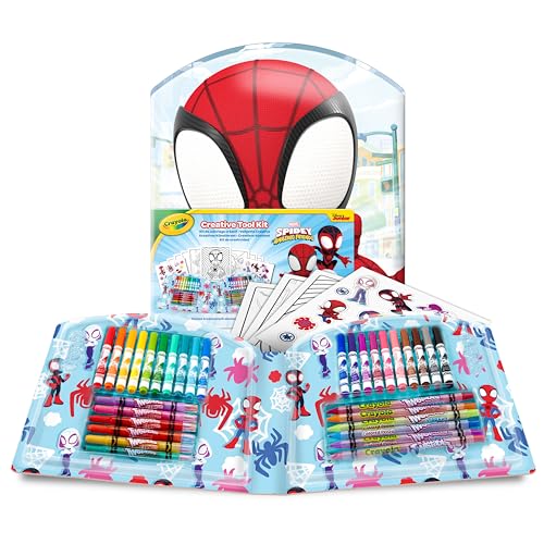 CRAYOLA - Mala criativa Spidey, 40 peças, kit portátil para colorir com marcadores laváveis, lápis, ceras, páginas para colorir e autocolantes, 04-4017
