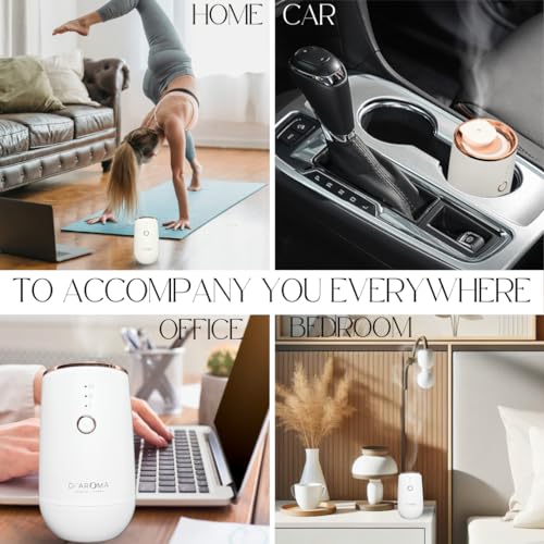 Di'Aroma Waterless Portable Aroma Oil Diffuser (White) Rechargeable USB Type-C, Aromatherapy 100% Pure Concentrated Essential Oil Nebulising Diffuser for Car, Office, Home, Bedroom,Spa. - Image 6