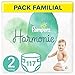 Pampers Couches Harmonie Taille 2 (4-8kg) 0% de compromis, 100% d'absorption, Ingrédients d'origine végétale, Hypoallergéniques, 117 Couches (Pack Familial)
