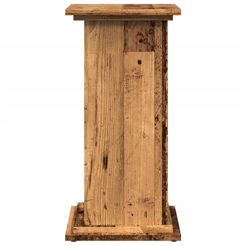 Postament mit Stauraum Altholz-Optik aus Holzwerkstoff 31 x 30 x 60 cm, pflanzenständer mit Tür, blumenständer, pflanzenregal für wohnzimmer balkon terrasse deko und 60 kg Belastbarkeit