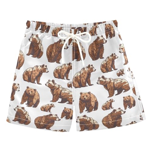 ALAZA Cute Bear Watercolor Boys' Swim Trunks Beach Shorts Quick Dry Swimsuit 3T