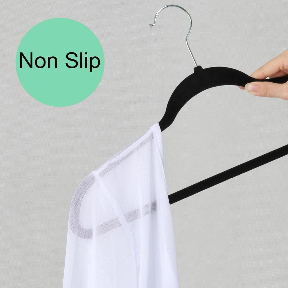 Yaheetech Juego de 50 Perchas Aterciopeladas Perchas Terciopelo Antideslizantes Non-Slip Suit Clothes Hangers para Vestido Pantalón Ropa Colgador Falda Trajes Negro