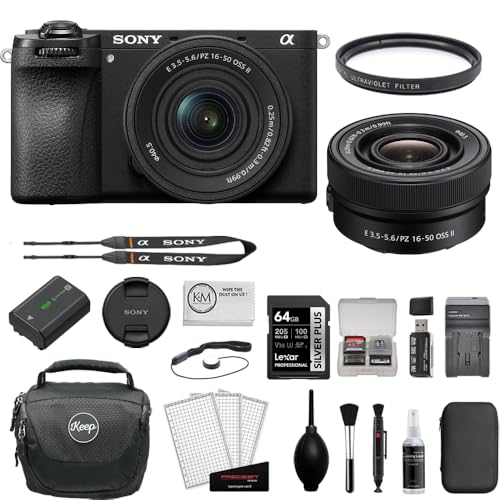 Sony a6700 Mirrorless Camera with 16-50mm f/3.5-5.6 II Lens Bundle with UV Filter + 64GB Memory Card + Photo Starter Kit + Battery Charger + Camera Case (6 Items)