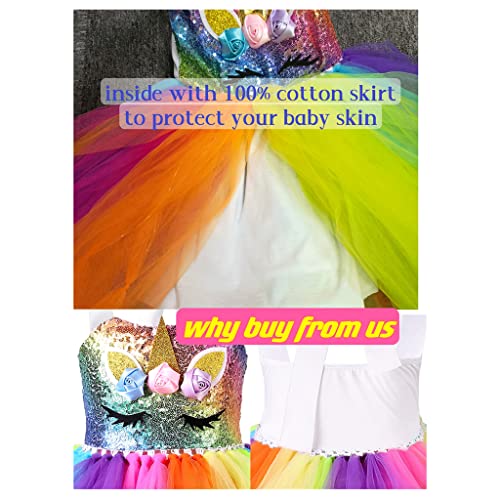 Letsglow Unicorn Dresses For Girls Dress Up & Role Play Costume Led Light Up Birthday Halloween Party B (Rainbow, B-5~6T) #TOP1