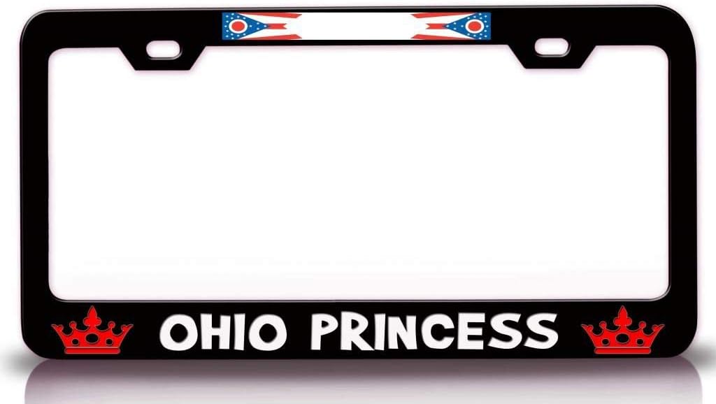 Ohio Princess State Flag Metal Car SUV Truck License Plate Frame Bl p18