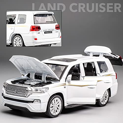 Image of New 1:32 Land Cruiser Diecast Alloy Metal Pull Back Car with Openable Doors Music Sound and Light Vehicle Toy Car for Kids Boys (Black)