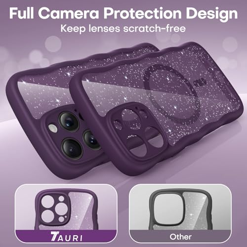 Coque ondulée iPhone 16 Pro Max antichoc à cadre bouclé et paillettes