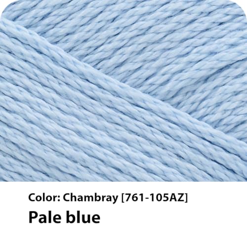 Image of Lion Brand Yarn, 24 /7 Cotton Yarn, Chambray, Light Blue, 1 Pack | Light Worsted 100% Mercerized Cotton Yarn for Crochet, Knitting, Craft, 185 Yards of Natural Fiber for Tees, Bags, Dishcloths