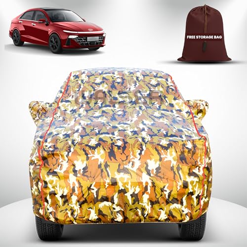 Image of Walser Waterproof Car Cover for Hyundai Verna | All-Weather Full Car Body Protection | with Mirror & Antenna Pocket | Dustproof, Windproof & Anti-Scratch Lining, Camouflage