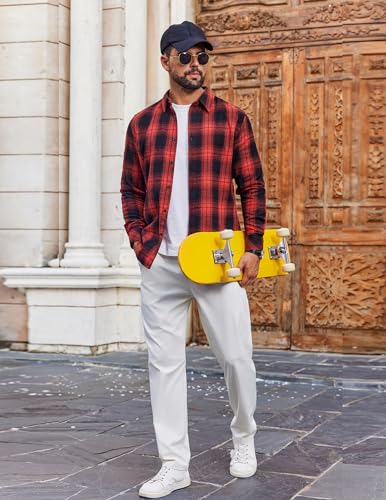 COOFANDY Mens Flannel Shirts Long Sleeve Plaid Button Down Shirts Casual Cotton Shirts4