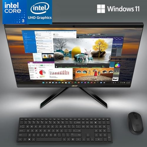 Image of Acer Aspire C24 All-in-One Desktop | 23.8 inch FHD IPS 120Hz Display | Intel Core i3-1305U (Up to 4.5GHz) | 64GB RAM | 1TB SSD | Office 365 for The Web | Wireless Keyboard & Mouse | Wi-Fi 6