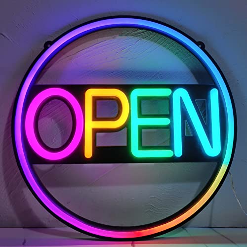 Ggk Neon Open Sign For Business Multicolors Dynamic Color Changing Open Business Sign Dimmable Smart Control Open Signs For Stores, Shops, Offices, Restaurants, Studios, Retail Window (Multicolors) #TOP4