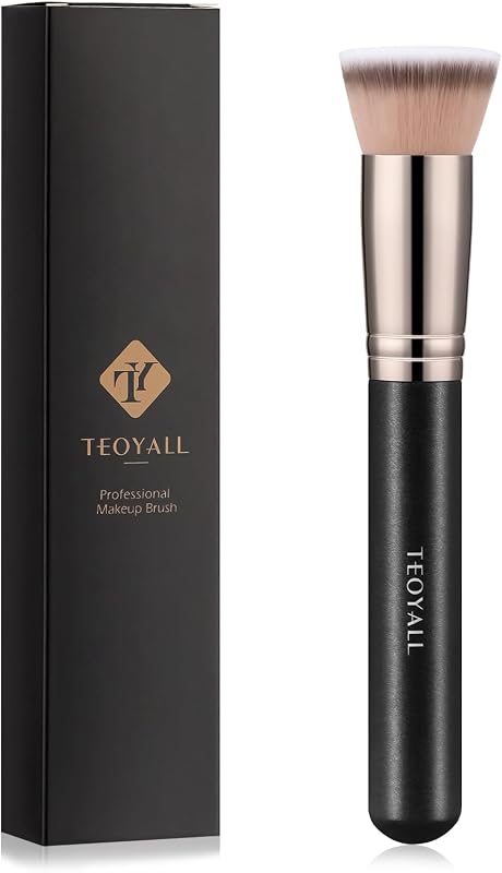 Kabuki Foundaiton Brush, cepillo pulidor denso con parte superior plana para líquido | Pule la base líquida para un acabado impecable con aerógrafo. Sin rayas, sin desperdicio. Sintético suave, sin desprendimiento, fácil de limpiar.
