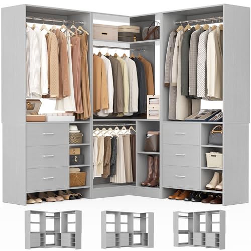 Aheaplus 6-Drawer Grey Corner Closet System
