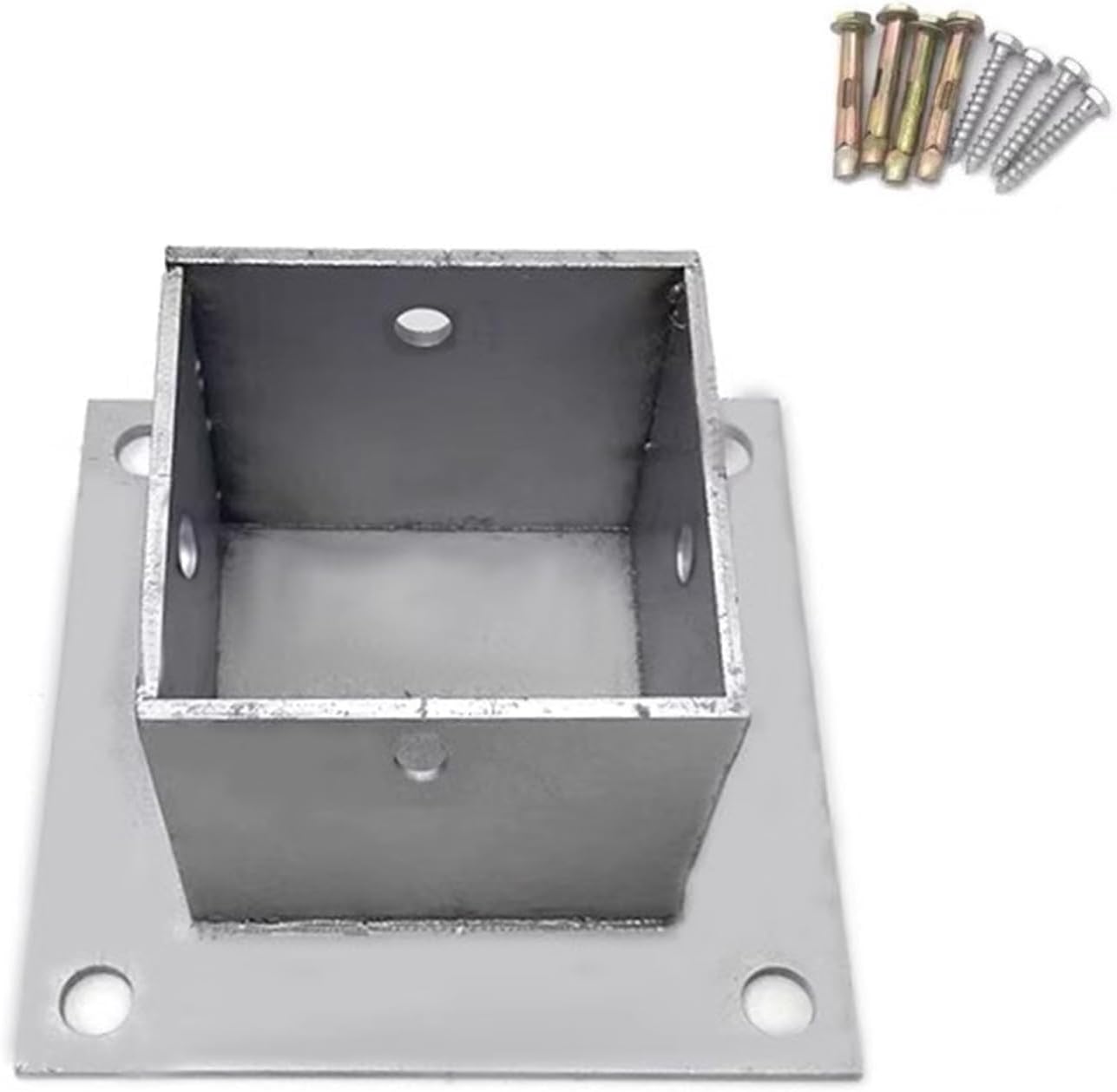 Deck Balusters Ground Anchor Complete Kit, Post Base Wood to Ground, Solid Square Fence Pole Base Bracket for Pergola/Privacy Wall, 304 Stainless Steel(50x50 mm (2x2 in))