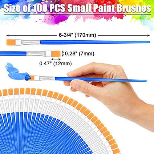 100Pcs Small Paint Brushes Bulk, Anezus Flat Top Acrylic Classroom Brush for Kids Mini Paint Brushes for Touch Up Crafts Detail Painting by anezus - Used condition - Image 3