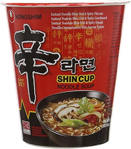 Nong Shim Shin Soupe coréenne instantanée de nouilles - Saveur chaude et épicée, prête en 3 minutes - Lot de 24