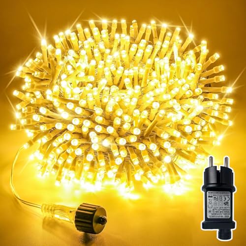 Soagrc LED Lichterkette Außen 20M 200LED Warmweiß IP44 Wasserdicht...