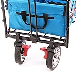 Fuxtec Bollerwagen faltbar FX-CT700 Türkis mit Dach - Transportwagen klappbar | inkl. komfortablem Schiebegriff | Feststellbremse | Vollprofilreifen | Handwagen/Leiterwagen – Das Original