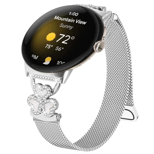 [JUSUTEK] �V�o�� ���C�z���҂ޖԃX�e�����X�|���v�o���h �x���g �R���p�`�u�� Google pixel Watch 1/2/3/4(41mm) �K�p �n�[�g�ƎO�t�N���[�o�[ �����p �Y�� �}�O�l�b�g���X�}�[�g�E�H�b�` �r���v ���� ���� ���߂�