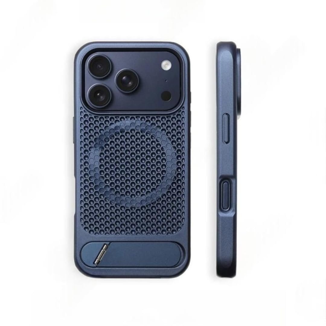 Custodia antiurto con supporto magnetico per la dissipazione del calore per iPhone 17 Pro Max Air 16 15 14 13 12, traspirante (per iPhone 17 Pro Max/Blu)