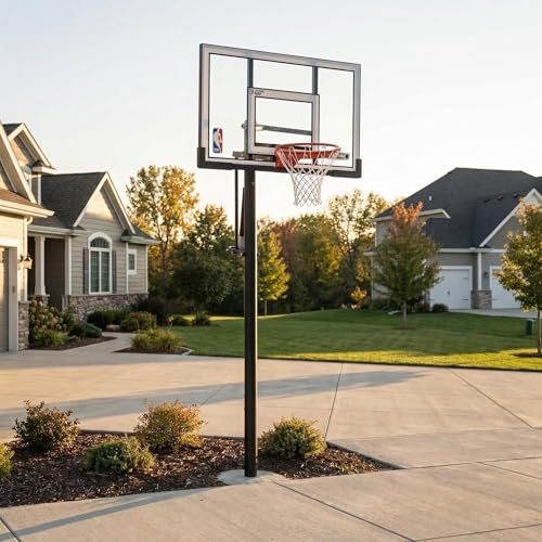 Image of Lifetime NBA In-Ground Basketball Hoop, 54 Inch Shatterproof Backboard, Adjustable Height 7.5-10 Ft, Power Lift Adjust, Slam-It Pro Rim, Polycarbonate and Steel