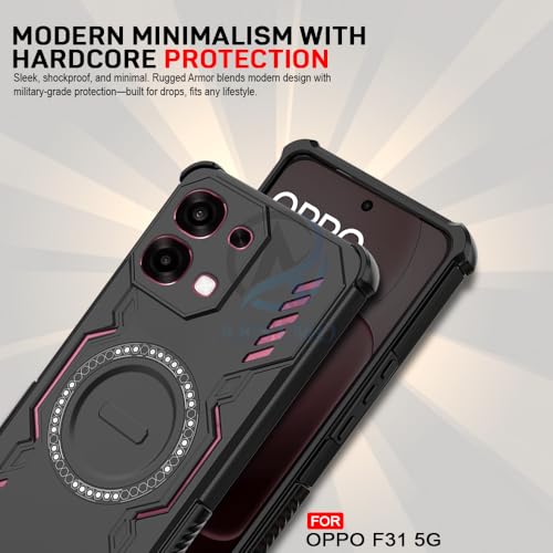 Image of AESTMO Back Case Cover for Oppo F31 / F33 5G | Magnetic Case with Built-in Metal Ring | Compatible with MagSafe Accessories | Shockproof Hybrid (PC + TPU, Black)
