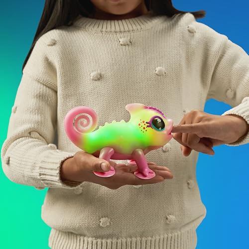 Little Live Pets Chamäleon Nova, leuchtendes, interaktives Chamäleon mit Farbwechselfunktionen, über 30 Geräusche, viele Verschiedene Stimmungen, wiederholt Worte, mit Takterkennung, inkl. Batterien