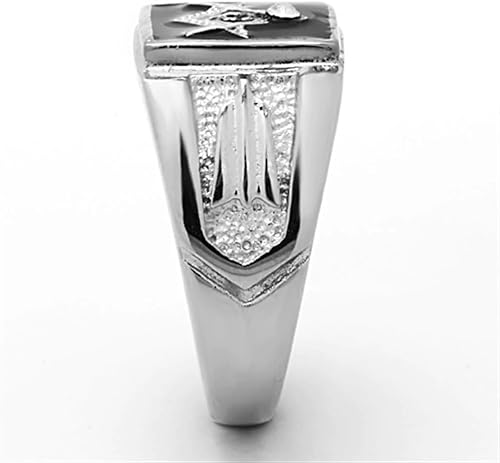 Miniatura 5 de Jewelry Store by Erik Rayo Anillo Color Plata Para Hombres y Ninos de Acero Inoxidable Masonico en Onyx 14