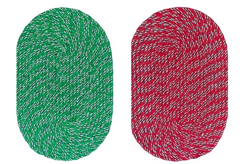 Image of Doormats for Rooms|Doormats|Handmade Cotton Doormat | Quick Dry, Washable Door Mat for Home, Bathroom & Bedroom (33X53 CM)(Green-RED)