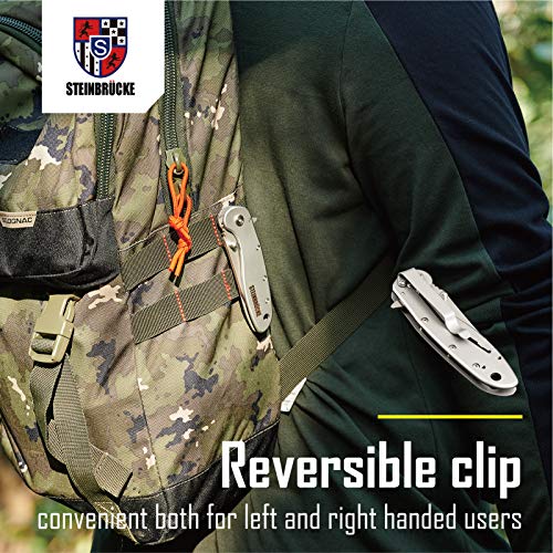 Folding Pocket Knife For Men, 3.1 Inch Ss410 Handle Pocket Knives With Reversible Clip, 14C28N Stainless Steel Blade Titanium Coated, Great For Fishing, Hunting, Camping, Hiking And Survival #TOP4