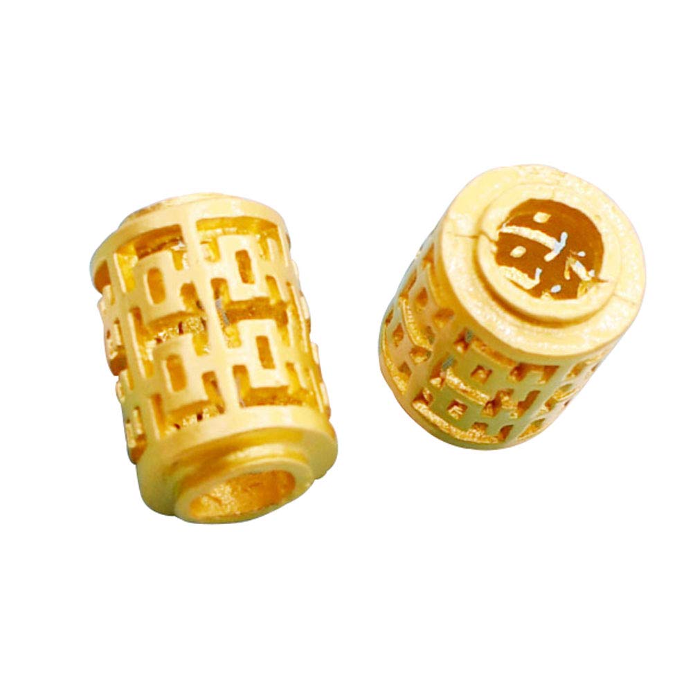 10 Pieces Gold Beads Chinese Style Festive Blessing Character Metal Large Hole Spacer Beads DIY Charm Jewelry Crafts Bracelets Necklaces Making Accessories