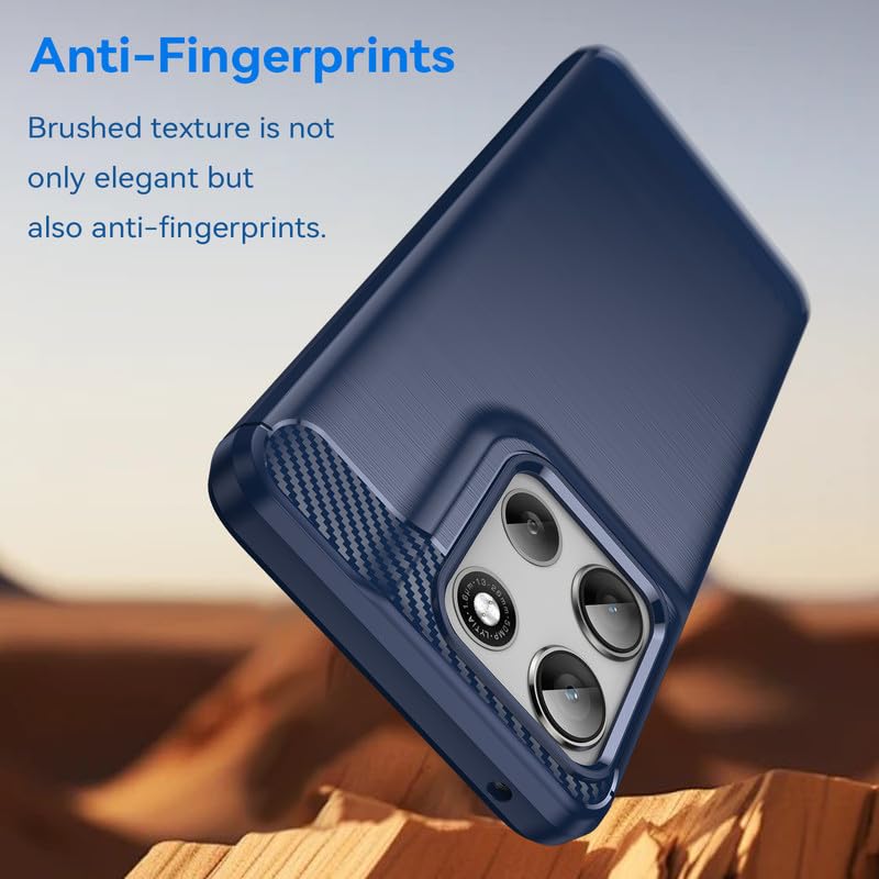 Image of Hybrid Carbon Fiber Back Case for Motorola Moto G56 5G (Blue)