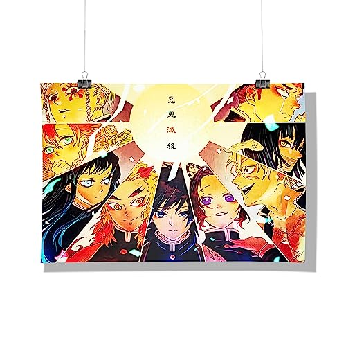 Image of MCSID RAZZ - Demon Slayer - Hashiras Design A4 Size Poster (With Frame) - Best Gift For Demon Slayer Fans /Best Artifacts To Your Home & Decor /For Anime Fandom
