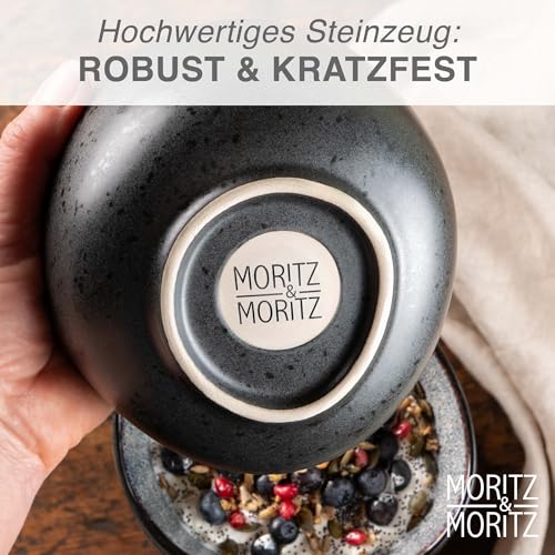 Moritz & Moritz Müslischalen 6er Set Blau - Steingut Bowls ca. 500 ml Füllmenge, einzigartiger Farbverlauf… – Ansicht 6