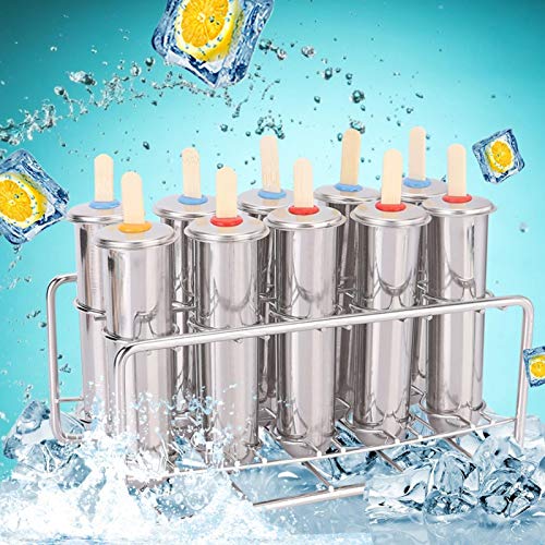 SHIJIANX 10 EIS-Pop-Formen, Eiscreme-Formen-Set 304 Edelstahl-Eislutscher-EIS-am-Stiel-Formen-Kit mit 20 Holzstäbchen – Bild 6