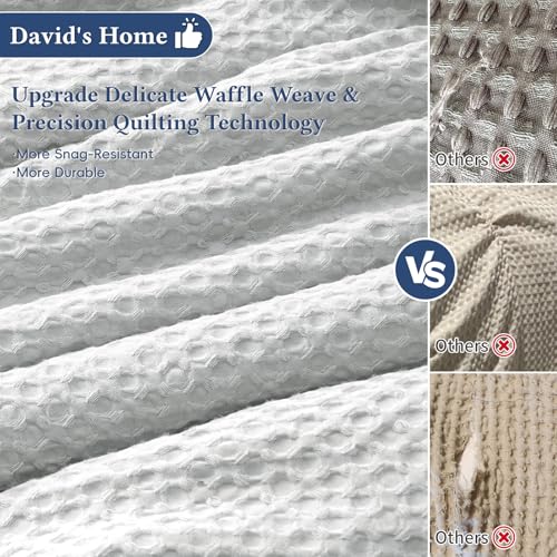 Image of David's Home Textured Summer Waffle Weave Comforter Set, Queen, Light Grey | Cozy Soft Lightweight Breathable Fluffy Durable Hotel Bedding with Pillow Shams for All Season, Luxury Home Decor, Giftable