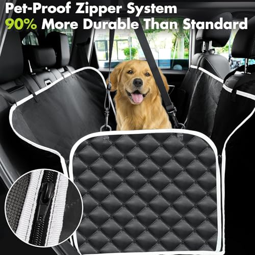 Meolsaek Car Seat Cover for Dogs, Non-Slip Dog Hammock for Car Back Seat, with Mesh Window Scratch Proof Nonslip Back Seat Protector for Trucks SUVs Most Cars (Black) - Image 4