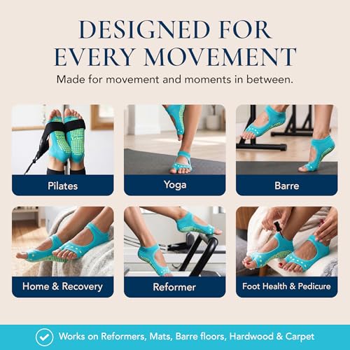 Image of Tucketts Allegro Toeless Pilates Socks with Grips for Women, Non-Slip Open-Toe Grip Socks, Yoga, Barre, Dance, Reformer, Home