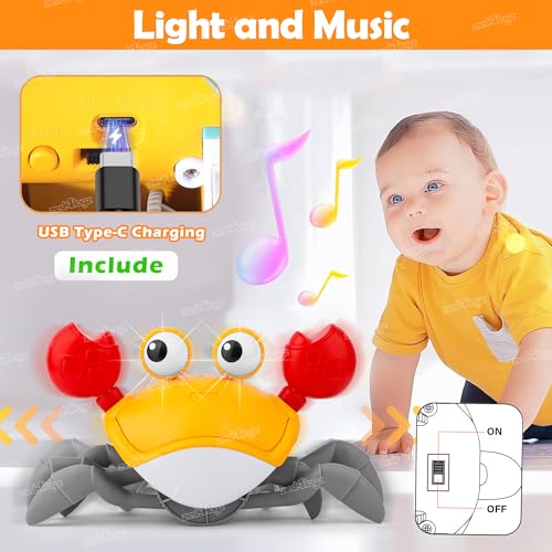 Image of Zest 4 Toyz Musical Toys for Kids | Crawling Crab Toys for Kids | Lights & Music | Type C Rechargeable | Sensory Interactive Moving Tummy Time Activity | Baby Toys for 6 to 12 Months | Birthday Gift