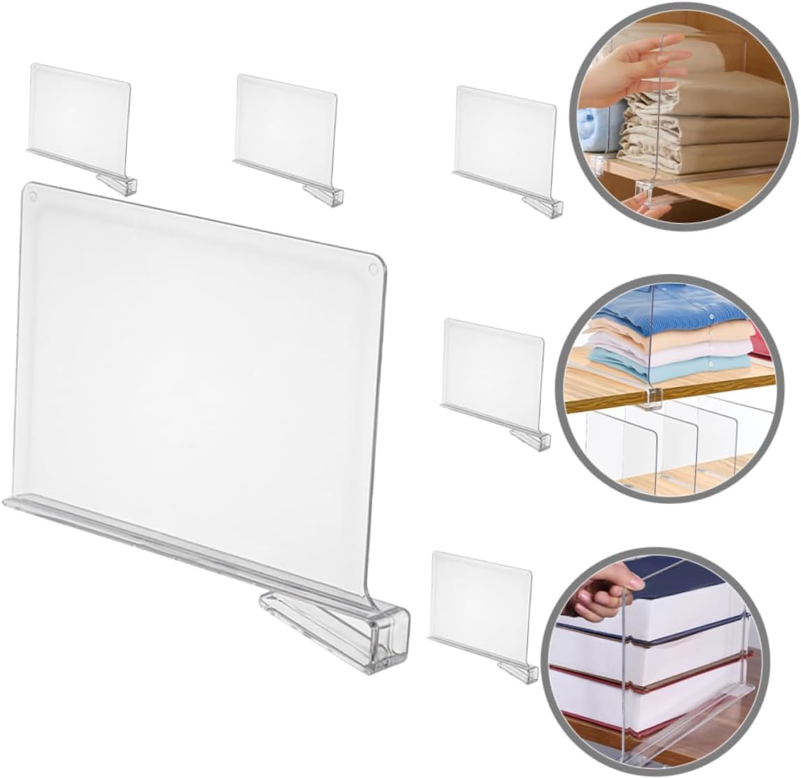 6pcs Clear Shelf Dividers for Closet Transparent Wardrobe Organizers Storage Separators for Clothes Books and Home Use Easy to Install and Reusable