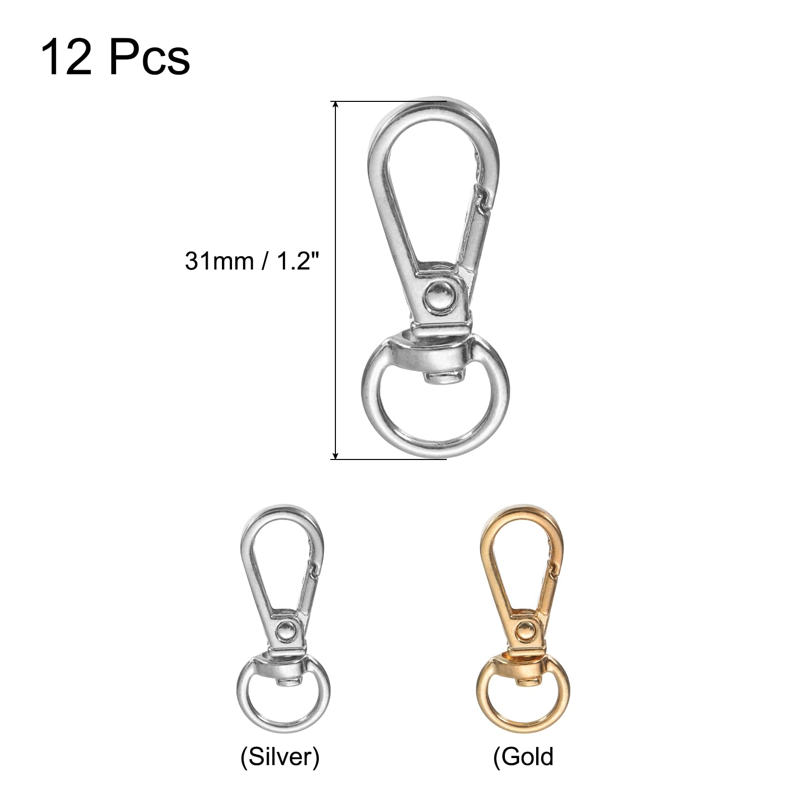 uxcell 1.2" Swivel Lobster Claw Clasps Keychain - Image 2