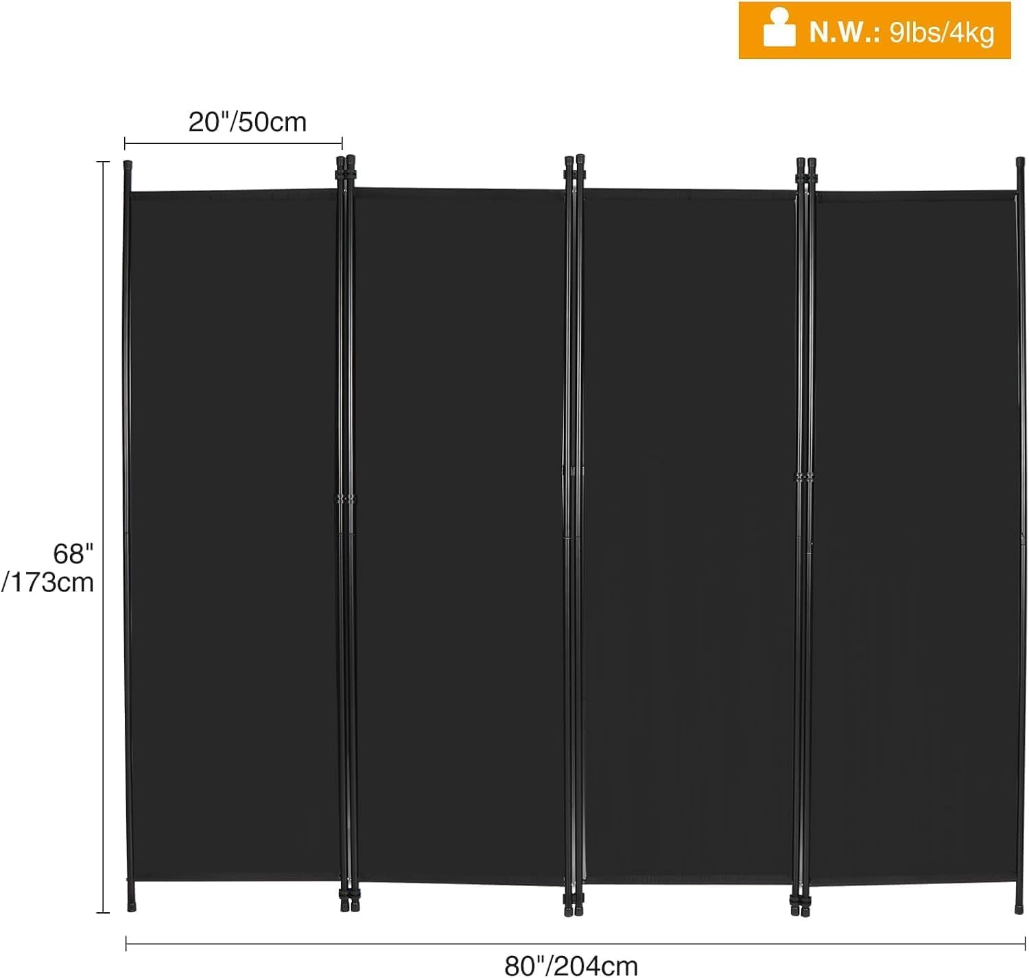 REDCAMP Cloison de séparation pliable à 4 panneaux pour une utilisation en intérieur et en extérieur, idéal pour chambre à coucher, bureau, restaurant, hôpital (cloison de 203,2 x 172,7 cm (l x H