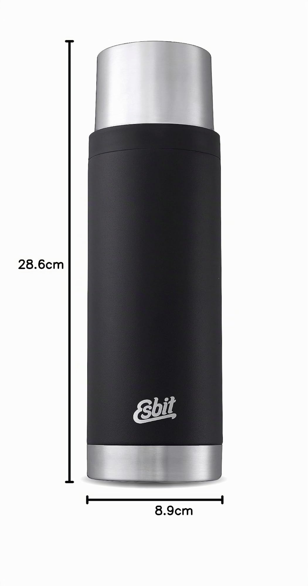 Esbit Thermoflasche Sculptor - Isolierte Flasche aus Edelstahl für warme und kalte Getränke – 1000 ml in Schwarz
